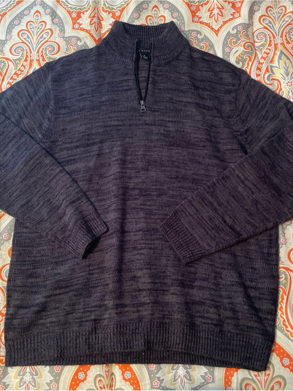 Via Europa Men’s Dark Grey 1/4 Zip Pullover Sweater Size XL